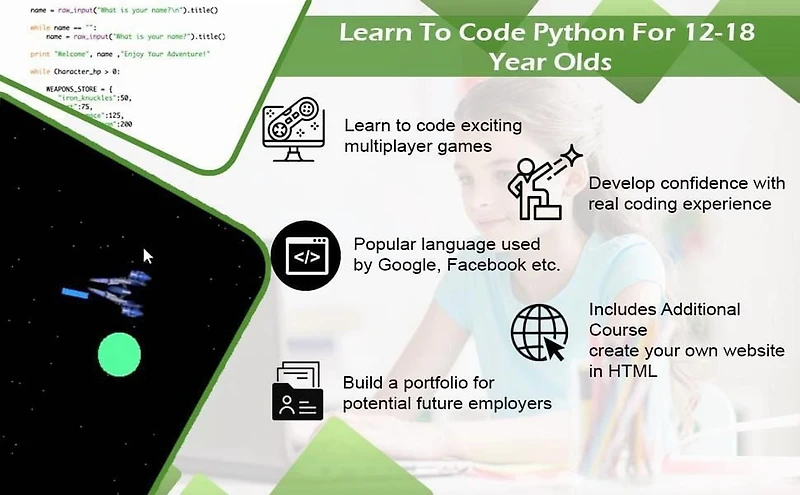 Codage pour les enfants - Apprenez à coder des jeux multijoueurs en Python Cours à partir de 12 ans [Téléchargement]