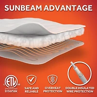Sunbeam Quilted Electric Heated Mattress Pad 12 Heat Settings Auto Shut-Off Fast Heating White Full 54 x 75