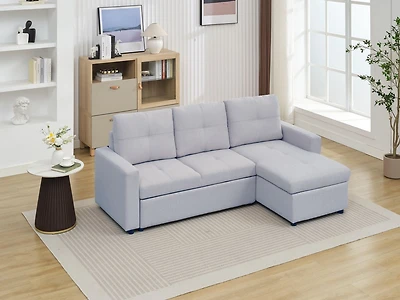K-Living Jaxon Reversible Sectional/Sofa bed in Grey Fabric