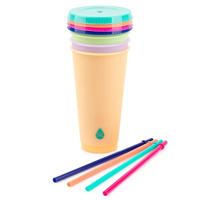 TAL Ensemble Tasse et Paille à Changement de Couleur 24 fl oz, Multicolore