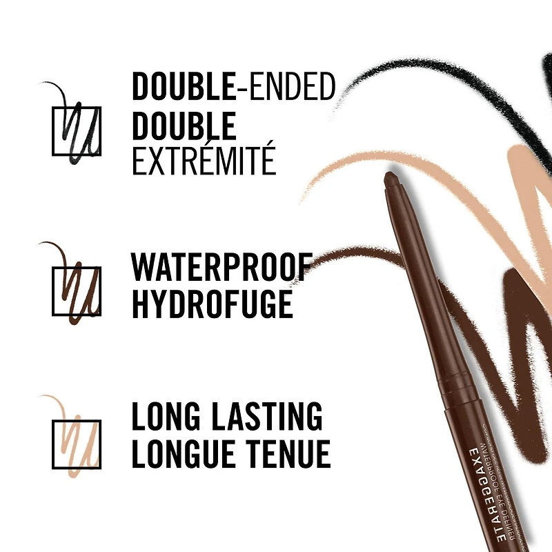 Rimmel Exaggerate Waterproof Eye Definer, built-in smudger & sharpener, creamy matte finish, Up to 10H, long-lasting, 100% Cruelty-Free, Intensely pigmented eye definer