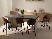Homy Casa Modern Set of 4 Swivel Bar Stool, Comfortable 360 Degree Upholstered Seat, Stylish Faux Suede with Black Legs, Brown