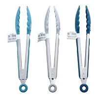 Mainstays 9" Stainless Steel Locking Tongs with Silicone Head, Navy, Grey, or Teal