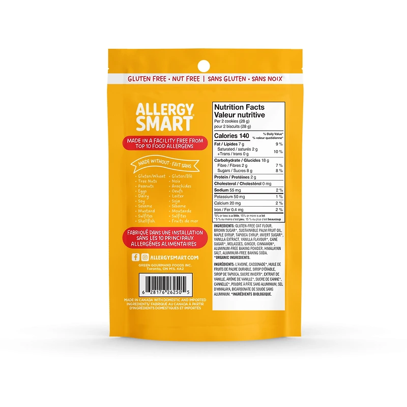 Allergy Smart Gluten Free Snickerdoodle Cookies, 140g Bag