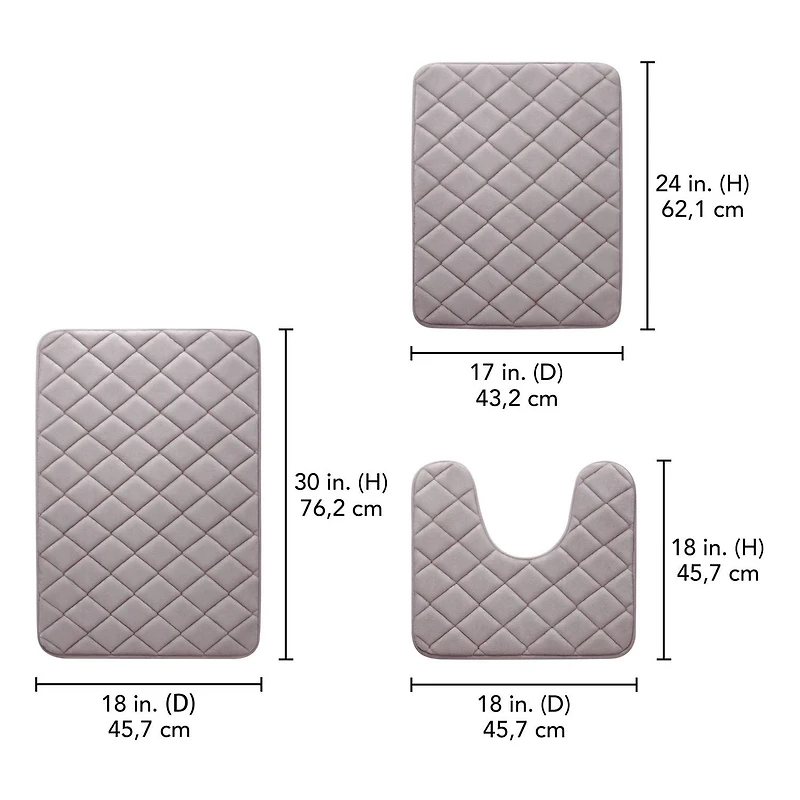 Mainstays Memory Foam Bath Mat Set, 3-piece set