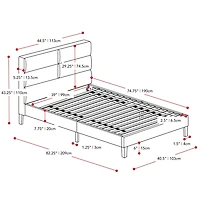 CorLiving Bellevue Adult Twin Upholstered Bed Frame with Wide-Rectangle Tufted Headboard and Slats - No Box Spring Required