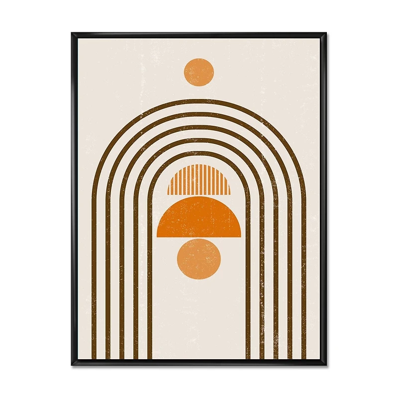 Designart Abstract Rainbow Sun and Moon In Earth Tones IV FLOAT FRAME WALL ART