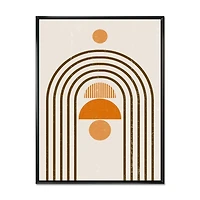 Designart Abstract Rainbow Sun and Moon In Earth Tones IV FLOAT FRAME WALL ART
