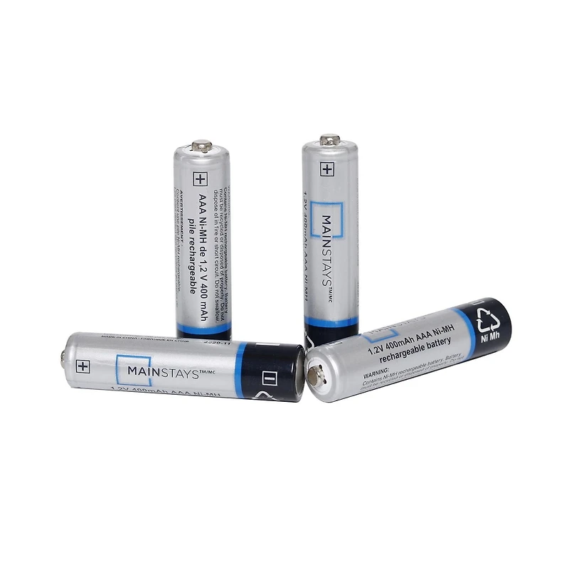 4 x 1.2V 400mAh AAA Ni-MH rechargeable batteries