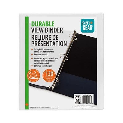 PEN+GEAR 1/2 » DURABLE VIEW BINDER, Slant D-Ring, Blanc RELIURE DE PRÉSENTATION DURABLE