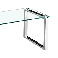 Grande table basse Gyna – Plateau en verre élégant avec pieds chromés brillants, design moderne