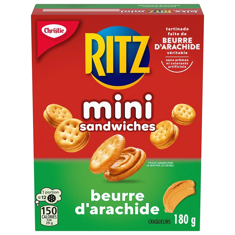 Ritz Bits Sandwich Snacking Crackers, Peanut Butter, 180 g
