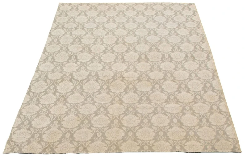 ECARPETGALLERY Tapis Fait à la Main pour Salon, Salle à Manger et Chambre à Coucher Floral Collection Collage 4'7" x 6'5" en Gris