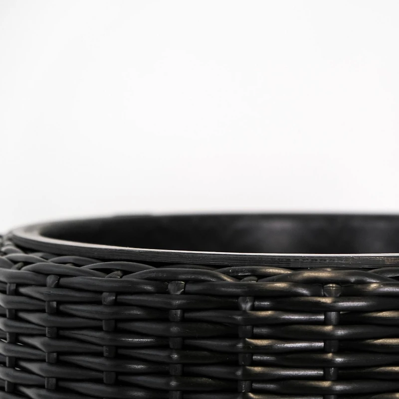 Rolland Large Rattan Planter Black, 20.5"