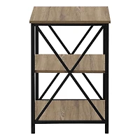 Monarch Specialties  Table D'appoint, Coté, Bout, Table De Nuit, Lampe, Salon, Chambre À Coucher, Stratifié Brun, Métal Noir, Contemporain, Moderne