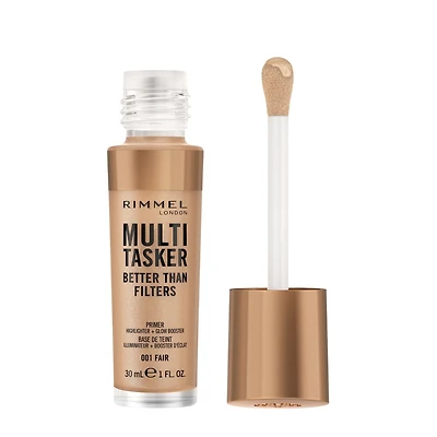 Rimmel Multi-Tasker Better Than Filters, Base visage, Amplificateur d’éclat et Enlumineur, Formule végétalienne, Anti-âge, Pigments réfléchissants Un fini parfait et éclatant!