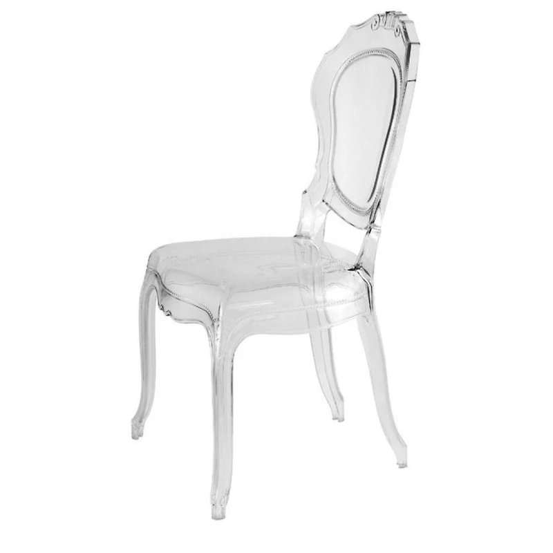 Chaise de salle à manger en acrylique transparent Princess avec accoudoirs – Lot de 4 chaises de salle à manger transparentes chics, design élégant en acrylique avec accoudoirs pour salles à manger mo