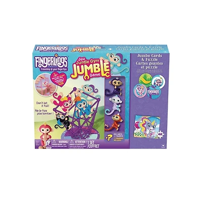 Fingerlings Jungle Gym Jumble Game, Jumbo Cards, and 48-Piece Puzzle Bundle