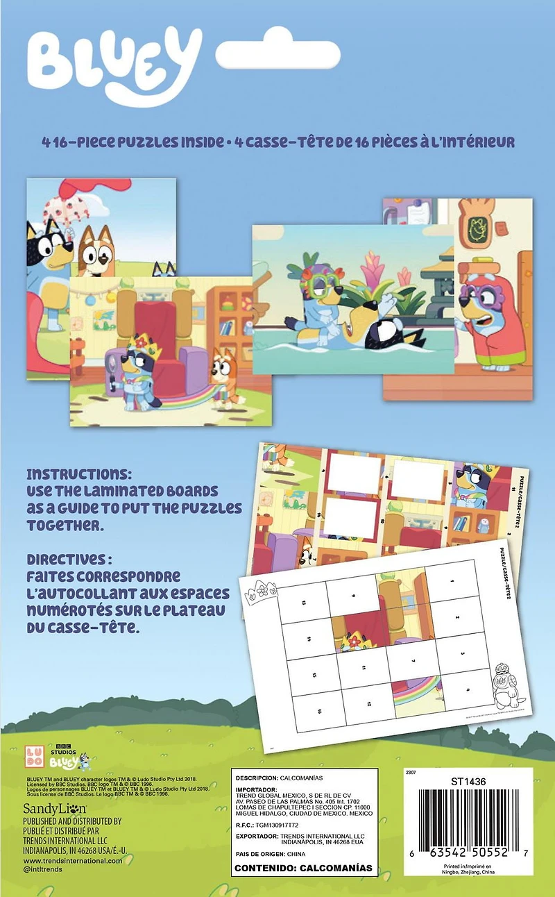 Bluey - Bandit and Chilli Adventures - Pack de puzzles d'autocollants