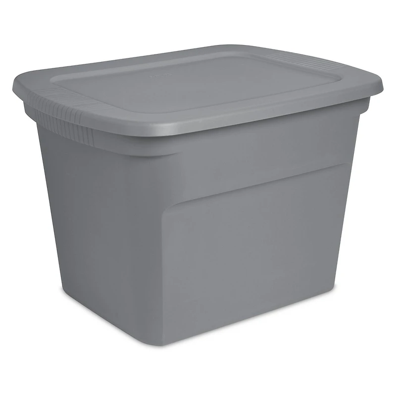 Sterilite 68 Liter Tote, Plastic Storage Bin with Snap-on Lid, Stackable, Gray - 8 PK
