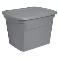 Sterilite 68 Liter Tote, Plastic Storage Bin with Snap-on Lid, Stackable, Gray - 8 PK
