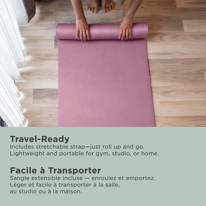 PurAthletics Extra Thick and Long NBR Mat - Dusty Rose