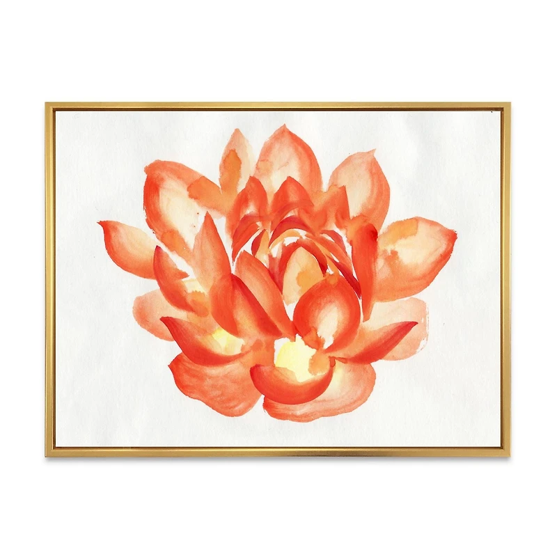 Designart Vintage Detail of A Orange Lotus FLOAT FRAME WALL ART