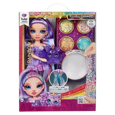 Rainbow High Rainbow Shimmers with Slime – Violet, Purple 11” Fashion Doll, Create a Rainbow Doll, Slime Kit, Pet Squirrel, Kids Gift 4+, RAINBOW SLIME