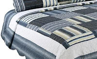 Marina Decoration Rich Printed Stitching Coverlet Bedspread Ultra Soft Summer Bedding Quilt Set with Quilted Sham, Classic Navy Blue Plaid Pattern