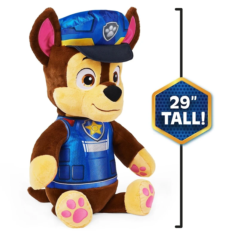 PAW Patrol, Peluche géante Chase du film, 73,7 cm, jouets pour les enfants à partir de 3 ans