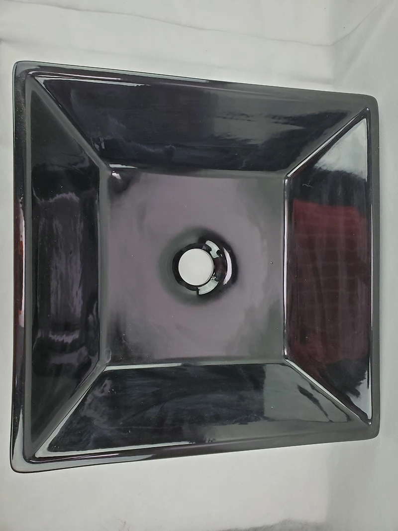 American Imaginations 16.1-in. W Above Counter Black Bathroom Vessel Sink Set For Deck Mount Drilling AI-33371