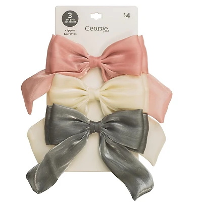 George 3 pc barrettes a noeuds 3 pc barrettes