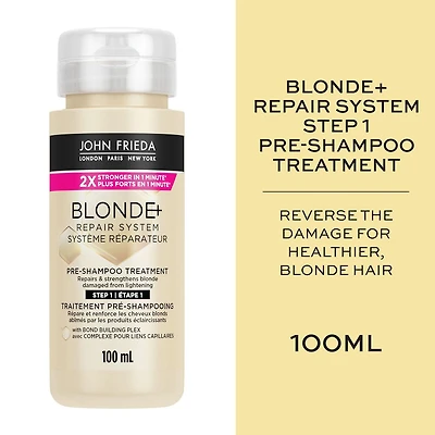 John Frieda Blonde+ Repair System, Pre-Shampoo Treatment, for Damaged, Blonde Hair | STEP 1 | Made in Canada