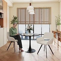 Ensemble de 2 chaises pivotantes rembourrées Homy Casa avec dossier ajouré, fauteuil d'appoint avec accoudoirs pour salon, tissu beige