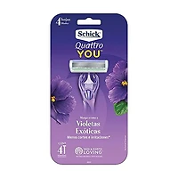 Rasoirs jetables Quattro YOU de Schick à parfum d'Exotic Violet BloomsMC avec manches parfumés