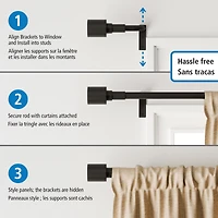 Mainstays Easy Install Decorative Window Curtain Rod, Adjustable, 48” - 120”