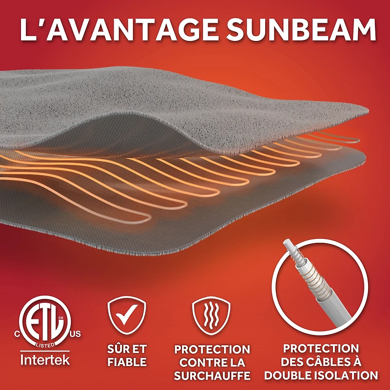 Sunbeam Quilted Electric Heated Mattress Pad 12 Heat Settings Auto Shut-Off Fast Heating White Full 54 x 75