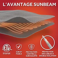 Sunbeam Quilted Electric Heated Mattress Pad 12 Heat Settings Auto Shut-Off Fast Heating White Full 54 x 75