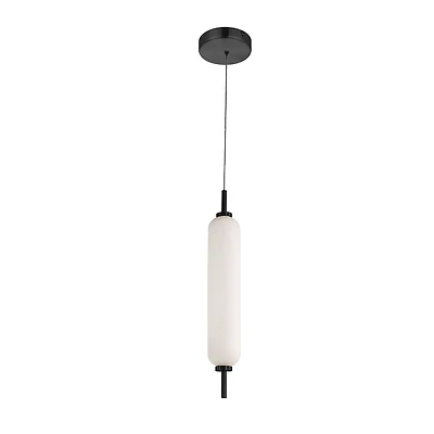 Typha Pendant - 10W - Matte Black - White Opal Glass