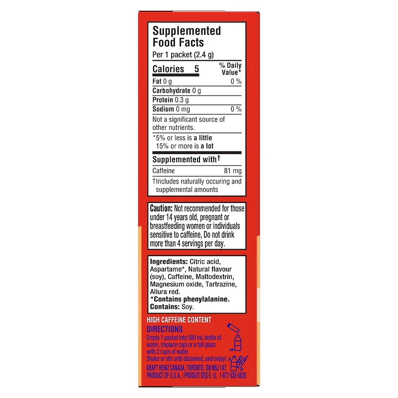 Mio Energy Peach Mango Energy Drink Mix, 2.4 G Packets, 10 Ct Box, Powders, 10pk