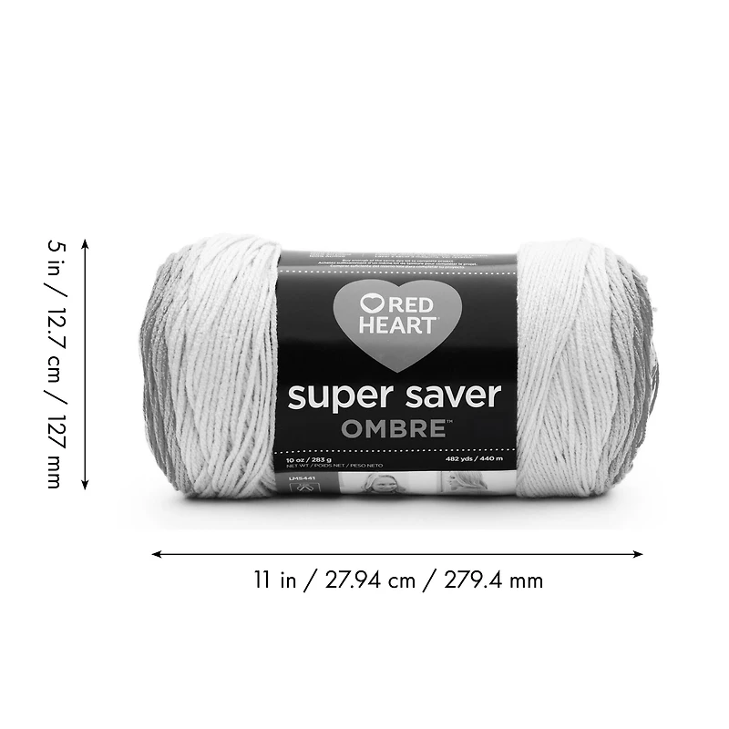 Red Heart® Super Saver® Ombre™ Yarn, Acrylic #4 Medium, 10oz/283g, 482 Yards, Gorgeous ombre yarn