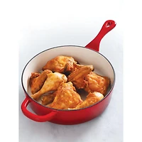 Crock-Pot Artisan Poêle à sauter profonde en fonte émaillée de 3,5 Qt avec couvercle, rouge écarlate, ronde