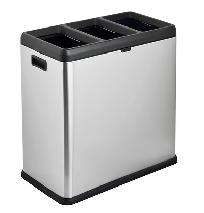 Poubelle et bac de recyclage The Step N 'Sort 60L à toit ouvert de 3 compartiments