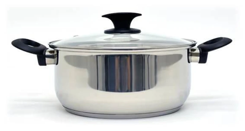 Starbasix Casserole de 4,98L  Avec Couvercle, Antiadhésive, Acier Inoxydable, Base En Aluminium Encapsulée, Chauffe Rapide, Nettoyage Facile, Va au Lave-Vaisselle, Poignée En Bakélite