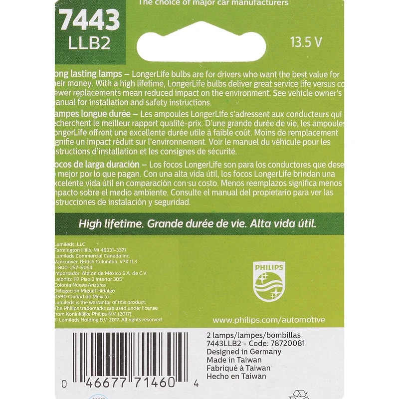 Philips 7443 LongerLife Miniature , Pack of 2