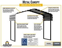 Arrow Metal Canopy 10 x 6 x 7 ft.  Charcoal