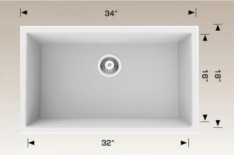 American Imaginations 34-in. W CSA Approved White Granite Composite Kitchen Sink With 1 BowlAI-34477