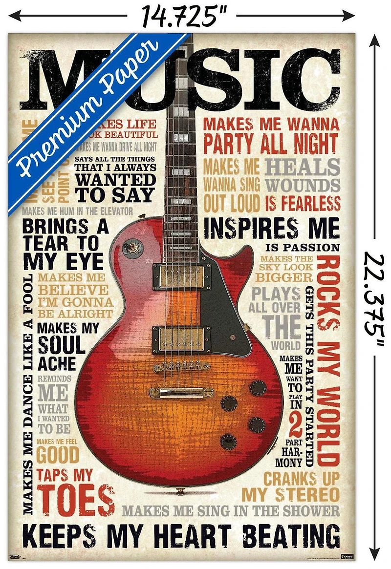 Music Inspires Me Wall Poster, 22.375" x 34"