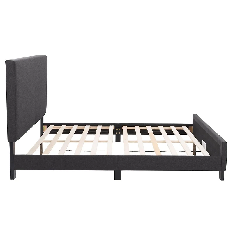 CorLiving Juniper Charcoal Fabric Upholstered  Bed, Double