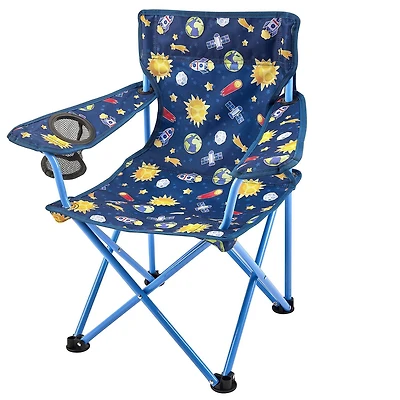 Ozark Trail Kids Folding Arm Chair, 125lb Weight Capacity, Blue, Polyester Fabric & Steel Frame, Camping Chair